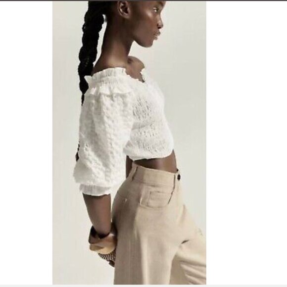Zara Textured CROP TOP WHITE Size L NEW WITH TAG! - Picture 4 of 5